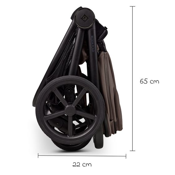 Moon 2 in 1 Kombi-Kinderwagen Resea FOLD bis 22 kg mit faltbarer Babywanne, Liegeposition, Teleskopschieber - Greige