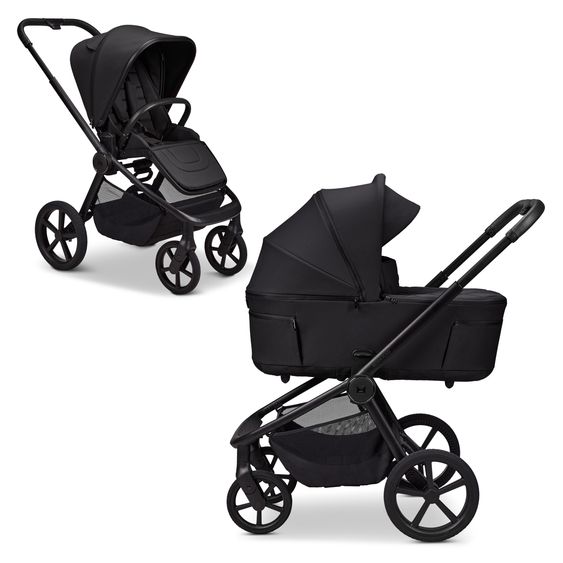 Moon 2 in 1 Kombi-Kinderwagen Resea FOLD bis 22 kg mit faltbarer Babywanne, Liegeposition, Teleskopschieber - Onyx