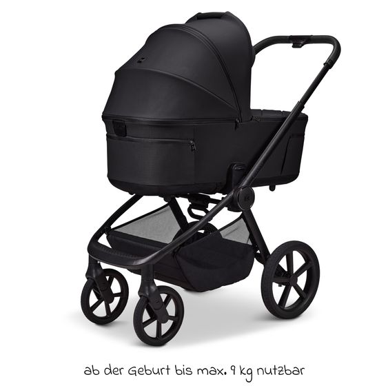 Moon 2 in 1 Kombi-Kinderwagen Resea FOLD bis 22 kg mit faltbarer Babywanne, Liegeposition, Teleskopschieber - Onyx