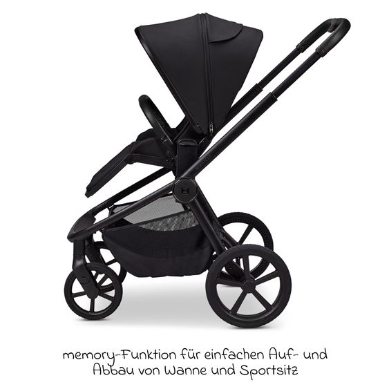Moon 2 in 1 Kombi-Kinderwagen Resea FOLD bis 22 kg mit faltbarer Babywanne, Liegeposition, Teleskopschieber - Onyx