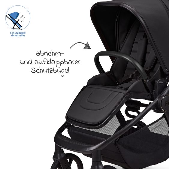 Moon 2 in 1 Kombi-Kinderwagen Resea FOLD bis 22 kg mit faltbarer Babywanne, Liegeposition, Teleskopschieber - Onyx
