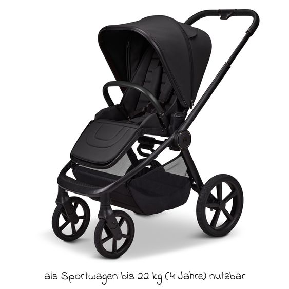 Moon 2 in 1 Kombi-Kinderwagen Resea FOLD bis 22 kg mit faltbarer Babywanne, Liegeposition, Teleskopschieber - Onyx