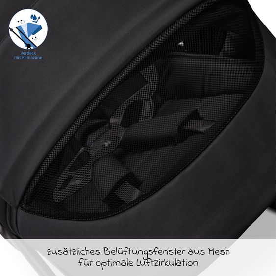 Moon 2 in 1 Kombi-Kinderwagen Resea FOLD bis 22 kg mit faltbarer Babywanne, Liegeposition, Teleskopschieber - Onyx