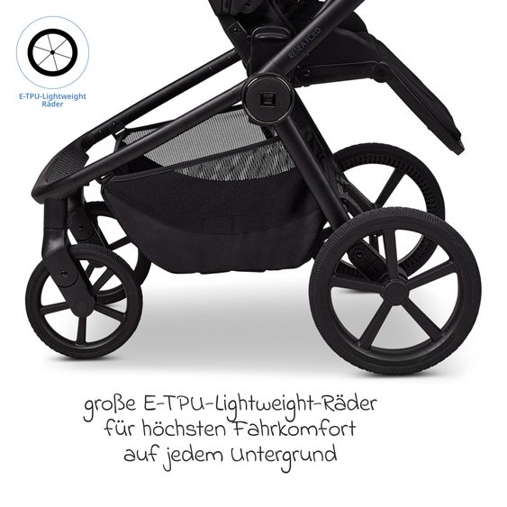 Moon 2 in 1 Kombi-Kinderwagen Resea FOLD bis 22 kg mit faltbarer Babywanne, Liegeposition, Teleskopschieber - Onyx