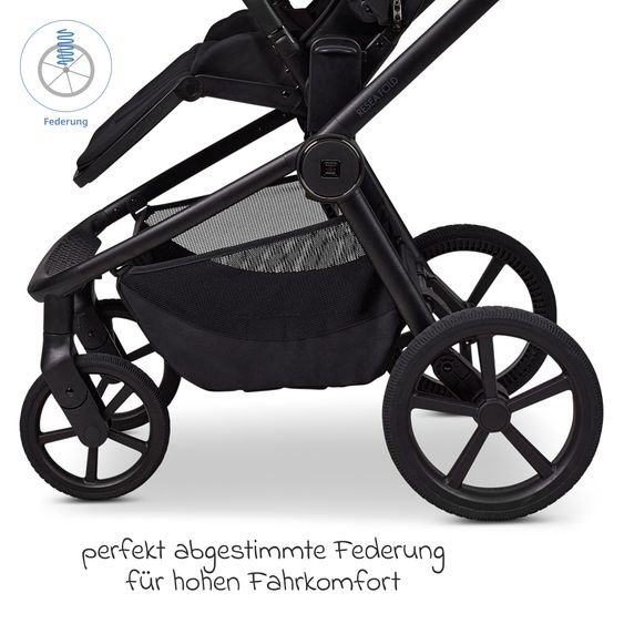 Moon 2 in 1 Kombi-Kinderwagen Resea FOLD bis 22 kg mit faltbarer Babywanne, Liegeposition, Teleskopschieber - Onyx