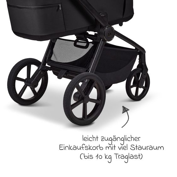 Moon 2 in 1 Kombi-Kinderwagen Resea FOLD bis 22 kg mit faltbarer Babywanne, Liegeposition, Teleskopschieber - Onyx