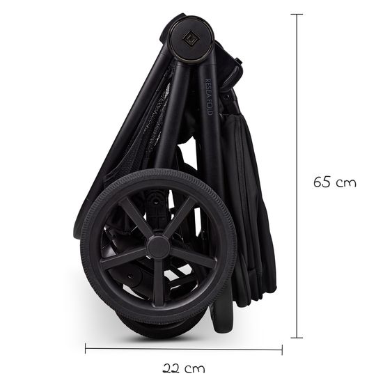 Moon 2 in 1 Kombi-Kinderwagen Resea FOLD bis 22 kg mit faltbarer Babywanne, Liegeposition, Teleskopschieber - Onyx