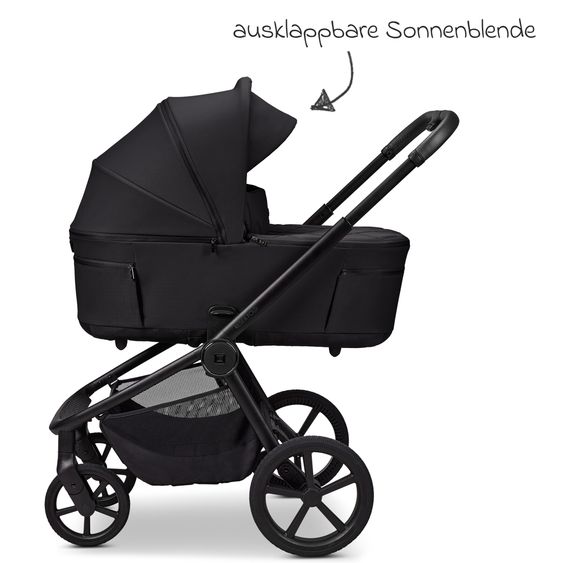 Moon 2 in 1 Kombi-Kinderwagen Resea FOLD bis 22 kg mit faltbarer Babywanne, Liegeposition, Teleskopschieber - Onyx