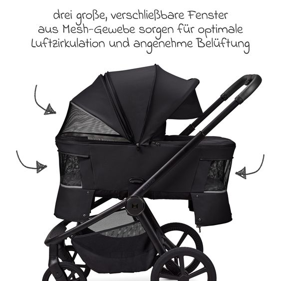 Moon 2 in 1 Kombi-Kinderwagen Resea FOLD bis 22 kg mit faltbarer Babywanne, Liegeposition, Teleskopschieber - Onyx