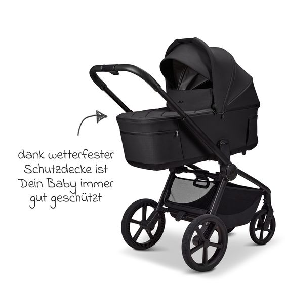 Moon 2 in 1 Kombi-Kinderwagen Resea FOLD bis 22 kg mit faltbarer Babywanne, Liegeposition, Teleskopschieber - Onyx