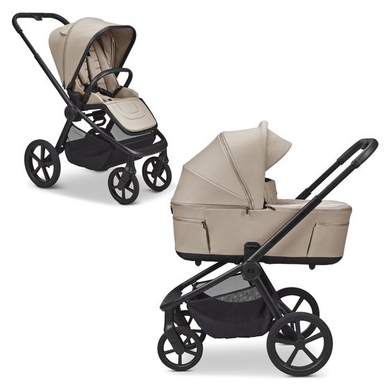 Moon 2 in 1 Kombi-Kinderwagen Resea FOLD bis 22 kg mit faltbarer Babywanne, Liegeposition, Teleskopschieber - Sand