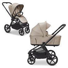 2 in 1 Kombi-Kinderwagen Resea FOLD bis 22 kg mit faltbarer Babywanne, Liegeposition, Teleskopschieber - Sand