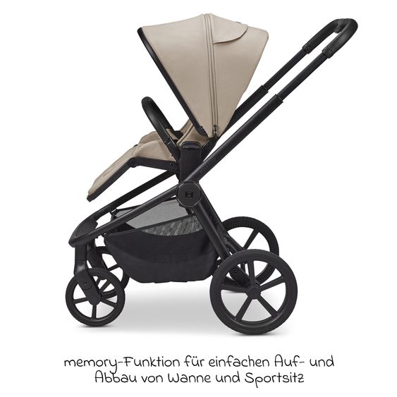 Moon 2 in 1 Kombi-Kinderwagen Resea FOLD bis 22 kg mit faltbarer Babywanne, Liegeposition, Teleskopschieber - Sand