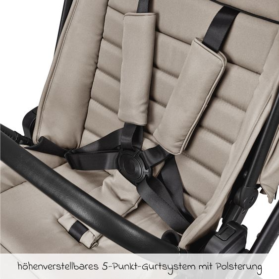 Moon 2 in 1 Kombi-Kinderwagen Resea FOLD bis 22 kg mit faltbarer Babywanne, Liegeposition, Teleskopschieber - Sand
