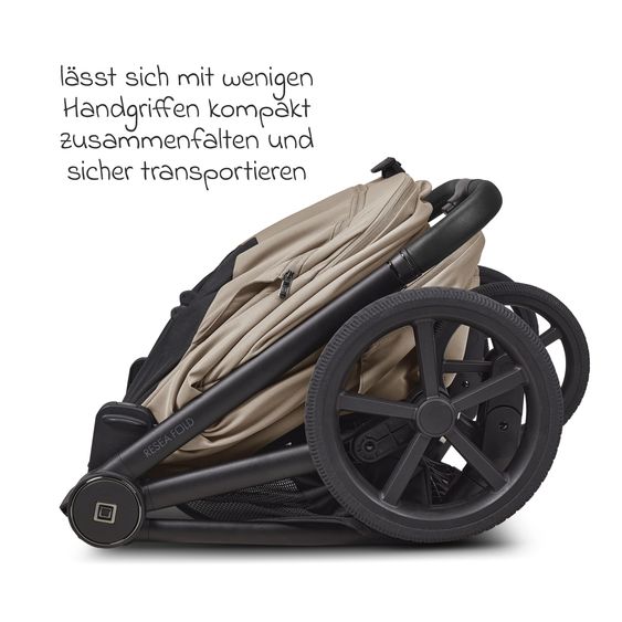 Moon 2 in 1 Kombi-Kinderwagen Resea FOLD bis 22 kg mit faltbarer Babywanne, Liegeposition, Teleskopschieber - Sand