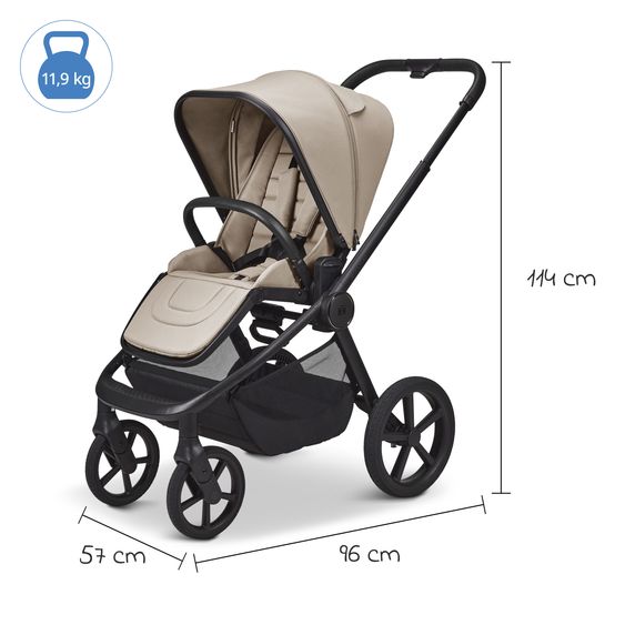Moon 2 in 1 Kombi-Kinderwagen Resea FOLD bis 22 kg mit faltbarer Babywanne, Liegeposition, Teleskopschieber - Sand