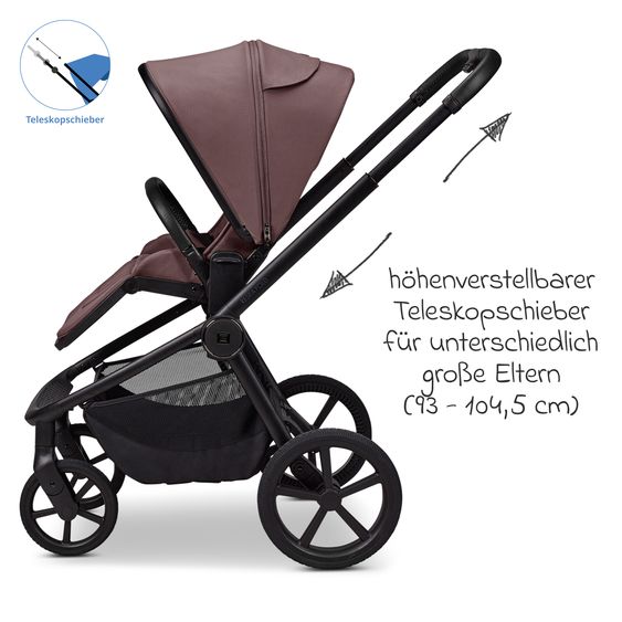 Moon 2 in 1 Kombi-Kinderwagen Resea FOLD bis 22 kg mit faltbarer Babywanne, Liegeposition, Teleskopschieber - Tonka