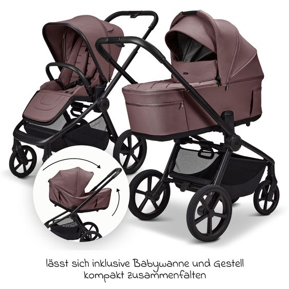 Moon 2 in 1 Kombi-Kinderwagen Resea FOLD bis 22 kg mit faltbarer Babywanne, Liegeposition, Teleskopschieber - Tonka