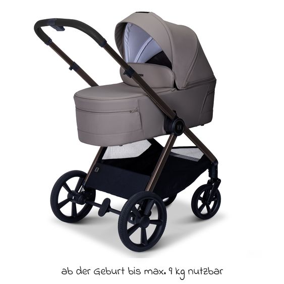 Moon 2 in 1 Kombi-Kinderwagen Stylo bis 22 kg mit Liegeposition, Teleskopschieber, Wickelrucksack, Adapter & Regenschutz - Graphite