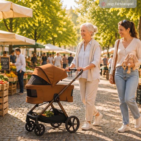Moon 2 in 1 Kombi-Kinderwagen Stylo bis 22 kg mit Liegeposition, Teleskopschieber, Wickelrucksack, Adapter & Regenschutz - Graphite