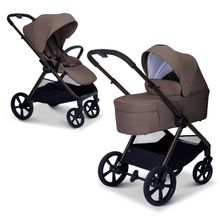 2 in 1 Kombi-Kinderwagen Stylo bis 22 kg mit Liegeposition, Teleskopschieber, Wickelrucksack, Adapter & Regenschutz - Greige