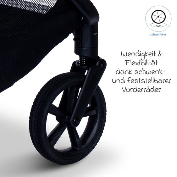 Moon 2 in 1 Kombi-Kinderwagen Stylo bis 22 kg mit Liegeposition, Teleskopschieber, Wickelrucksack, Adapter & Regenschutz - Greige