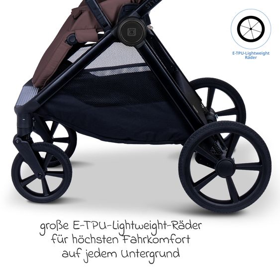 Moon 2 in 1 Kombi-Kinderwagen Stylo bis 22 kg mit Liegeposition, Teleskopschieber, Wickelrucksack, Adapter & Regenschutz - Tonka