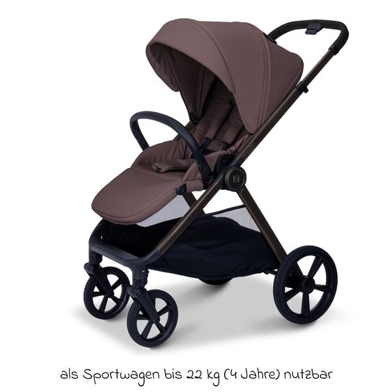 Moon 2 in 1 Kombi-Kinderwagen Stylo bis 22 kg mit Liegeposition, Teleskopschieber, Wickelrucksack, Adapter & Regenschutz - Tonka
