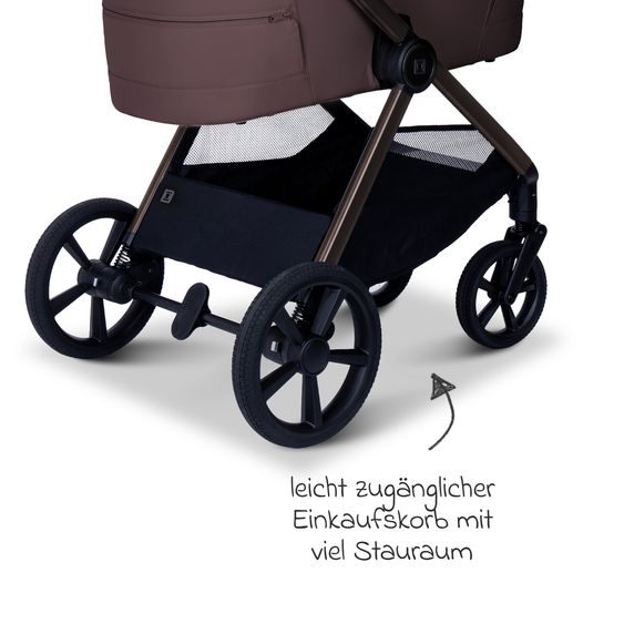 Moon 2 in 1 Kombi-Kinderwagen Stylo bis 22 kg mit Liegeposition, Teleskopschieber, Wickelrucksack, Adapter & Regenschutz - Tonka