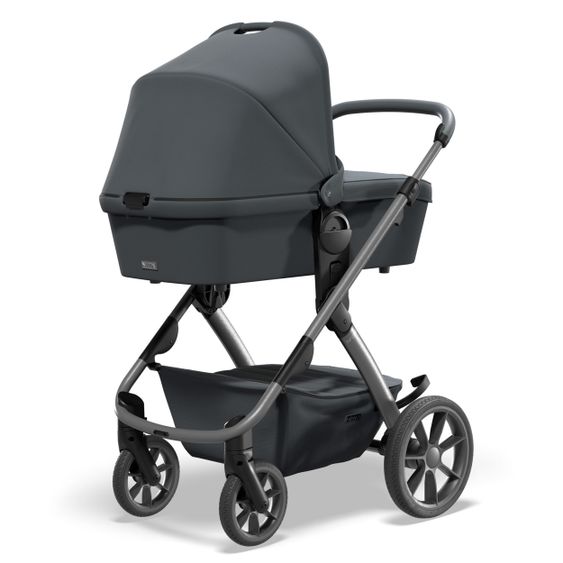 Moon Passeggino Combi 2in1 No One 2.0 Seduta sportiva, navicella, materassino, incl. 2 set di ruote - fino a 22 kg - Antracite