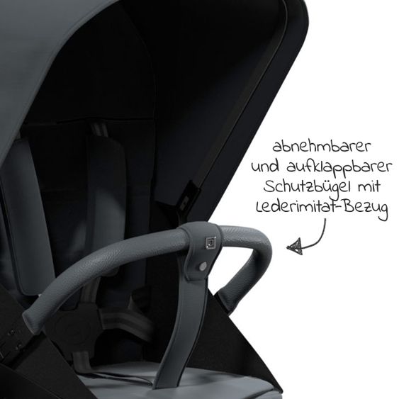 Moon Passeggino Combi 2in1 No One 2.0 Seduta sportiva, navicella, materassino, incl. 2 set di ruote - fino a 22 kg - Antracite