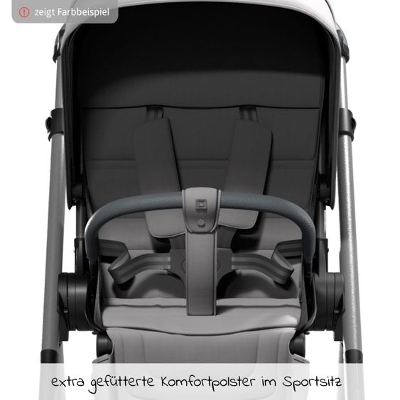 Moon Passeggino Combi 2in1 No One 2.0 Seduta sportiva, navicella, materassino, incl. 2 set di ruote - fino a 22 kg - Antracite