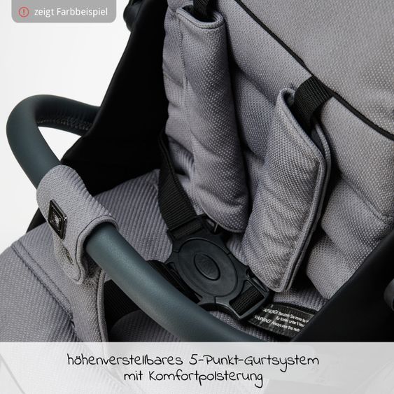 Moon Passeggino Combi 2in1 No One 2.0 Seduta sportiva, navicella, materassino, incl. 2 set di ruote - fino a 22 kg - Antracite