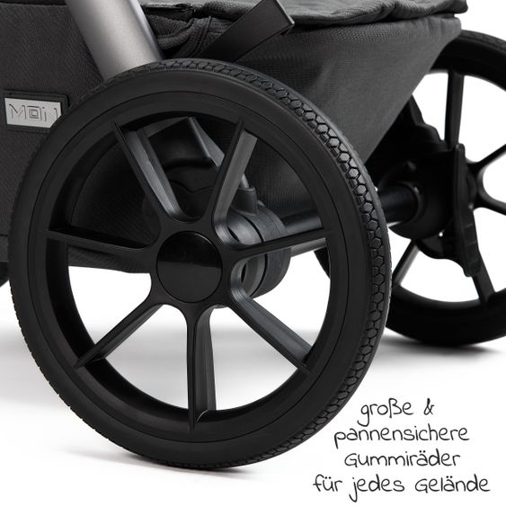 Moon Passeggino Combi 2in1 No One 2.0 Seduta sportiva, navicella, materassino, incl. 2 set di ruote - fino a 22 kg - Antracite