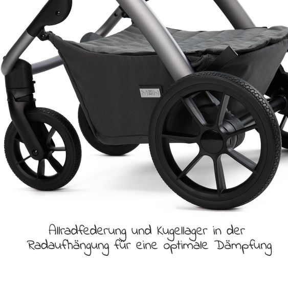 Moon Passeggino Combi 2in1 No One 2.0 Seduta sportiva, navicella, materassino, incl. 2 set di ruote - fino a 22 kg - Antracite