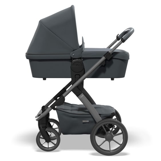 Moon Passeggino Combi 2in1 No One 2.0 Seduta sportiva, navicella, materassino, incl. 2 set di ruote - fino a 22 kg - Antracite