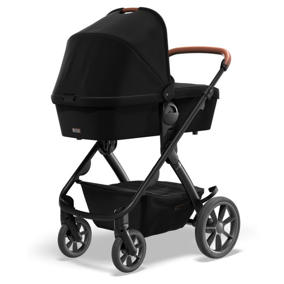 Moon Passeggino combinato 2in1 No One 2.0 Seduta sportiva, navicella, materassino, incl. 2 set di ruote - fino a 22 kg - Nero