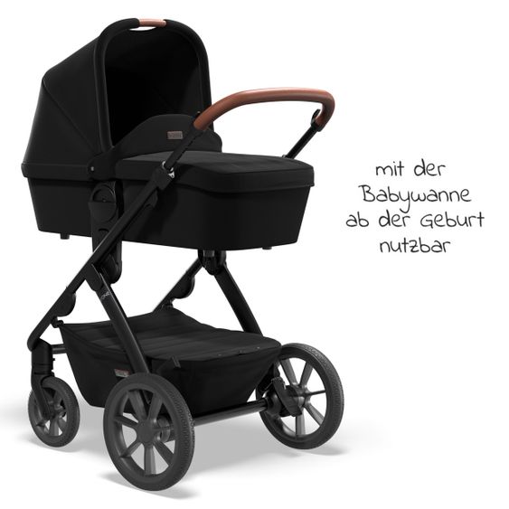 Moon Passeggino combinato 2in1 No One 2.0 Seduta sportiva, navicella, materassino, incl. 2 set di ruote - fino a 22 kg - Nero