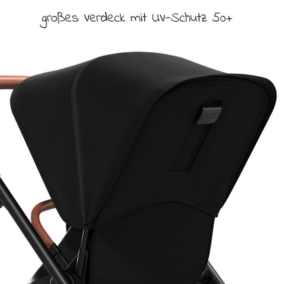 Moon Passeggino combinato 2in1 No One 2.0 Seduta sportiva, navicella, materassino, incl. 2 set di ruote - fino a 22 kg - Nero