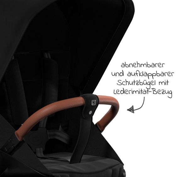 Moon Passeggino combinato 2in1 No One 2.0 Seduta sportiva, navicella, materassino, incl. 2 set di ruote - fino a 22 kg - Nero