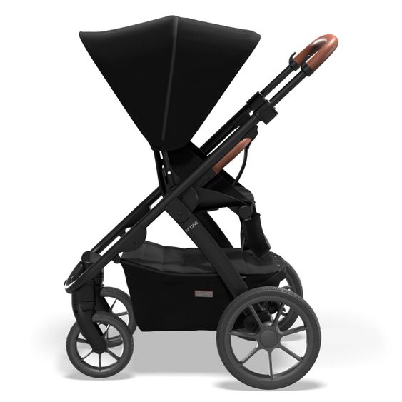Moon Passeggino combinato 2in1 No One 2.0 Seduta sportiva, navicella, materassino, incl. 2 set di ruote - fino a 22 kg - Nero