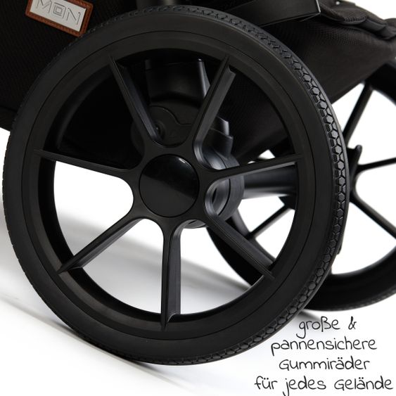 Moon Passeggino combinato 2in1 No One 2.0 Seduta sportiva, navicella, materassino, incl. 2 set di ruote - fino a 22 kg - Nero