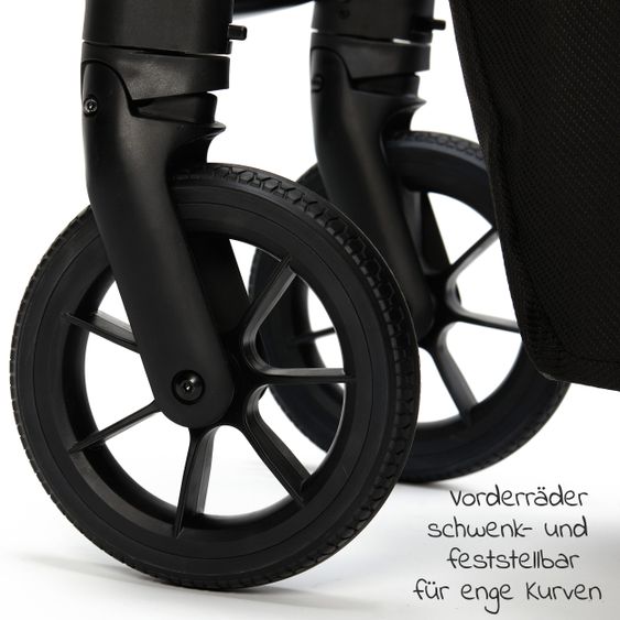 Moon Passeggino combinato 2in1 No One 2.0 Seduta sportiva, navicella, materassino, incl. 2 set di ruote - fino a 22 kg - Nero
