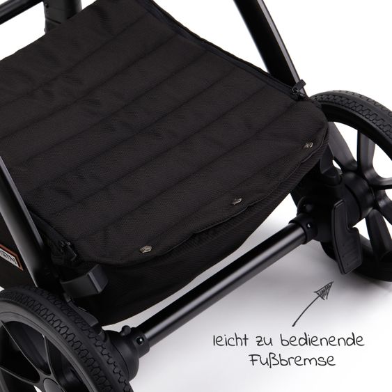 Moon Passeggino combinato 2in1 No One 2.0 Seduta sportiva, navicella, materassino, incl. 2 set di ruote - fino a 22 kg - Nero