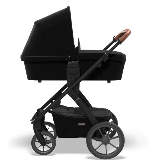 Moon Passeggino combinato 2in1 No One 2.0 Seduta sportiva, navicella, materassino, incl. 2 set di ruote - fino a 22 kg - Nero