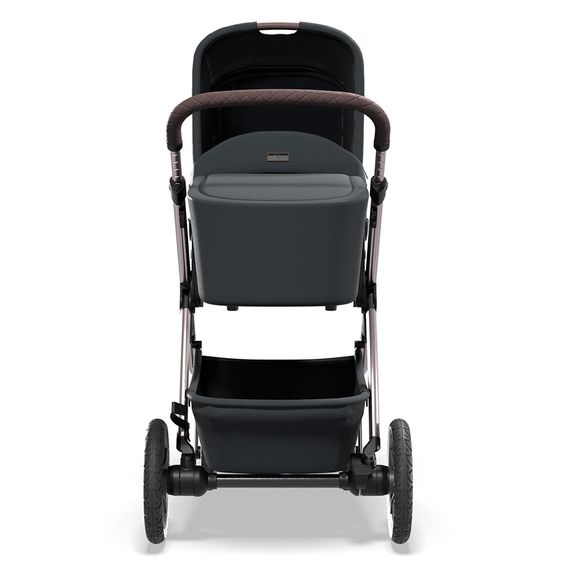 Moon Passeggino combinato 2in1 Relaxx Edition con sedile sportivo, navicella e materassino, ruote pneumatiche - fino a 22 kg - Grigio antracite lucido