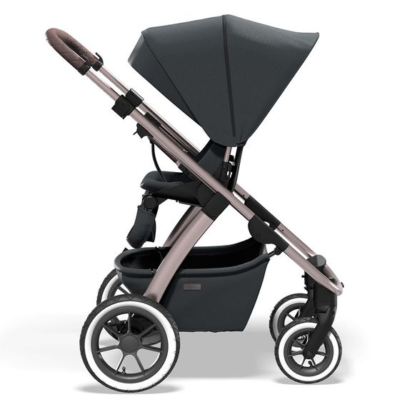 Moon Passeggino combinato 2in1 Relaxx Edition con sedile sportivo, navicella e materassino, ruote pneumatiche - fino a 22 kg - Grigio antracite lucido