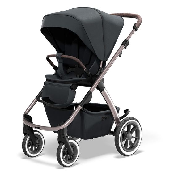 Moon Passeggino combinato 2in1 Relaxx Edition con sedile sportivo, navicella e materassino, ruote pneumatiche - fino a 22 kg - Grigio antracite lucido