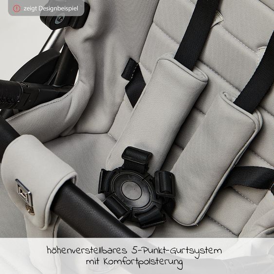 Moon Passeggino combinato 2in1 Relaxx Edition con sedile sportivo, navicella e materassino, ruote pneumatiche - fino a 22 kg - Grigio antracite lucido