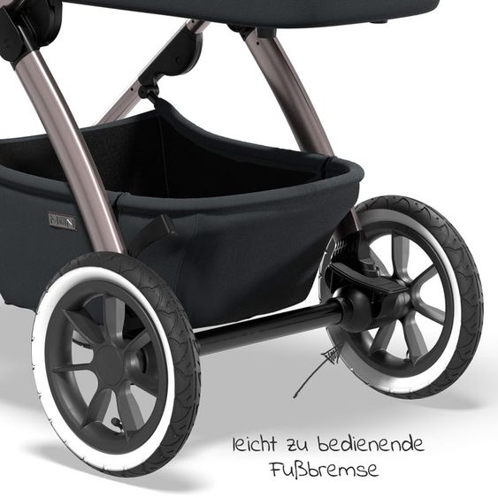 Moon Passeggino combinato 2in1 Relaxx Edition con sedile sportivo, navicella e materassino, ruote pneumatiche - fino a 22 kg - Grigio antracite lucido